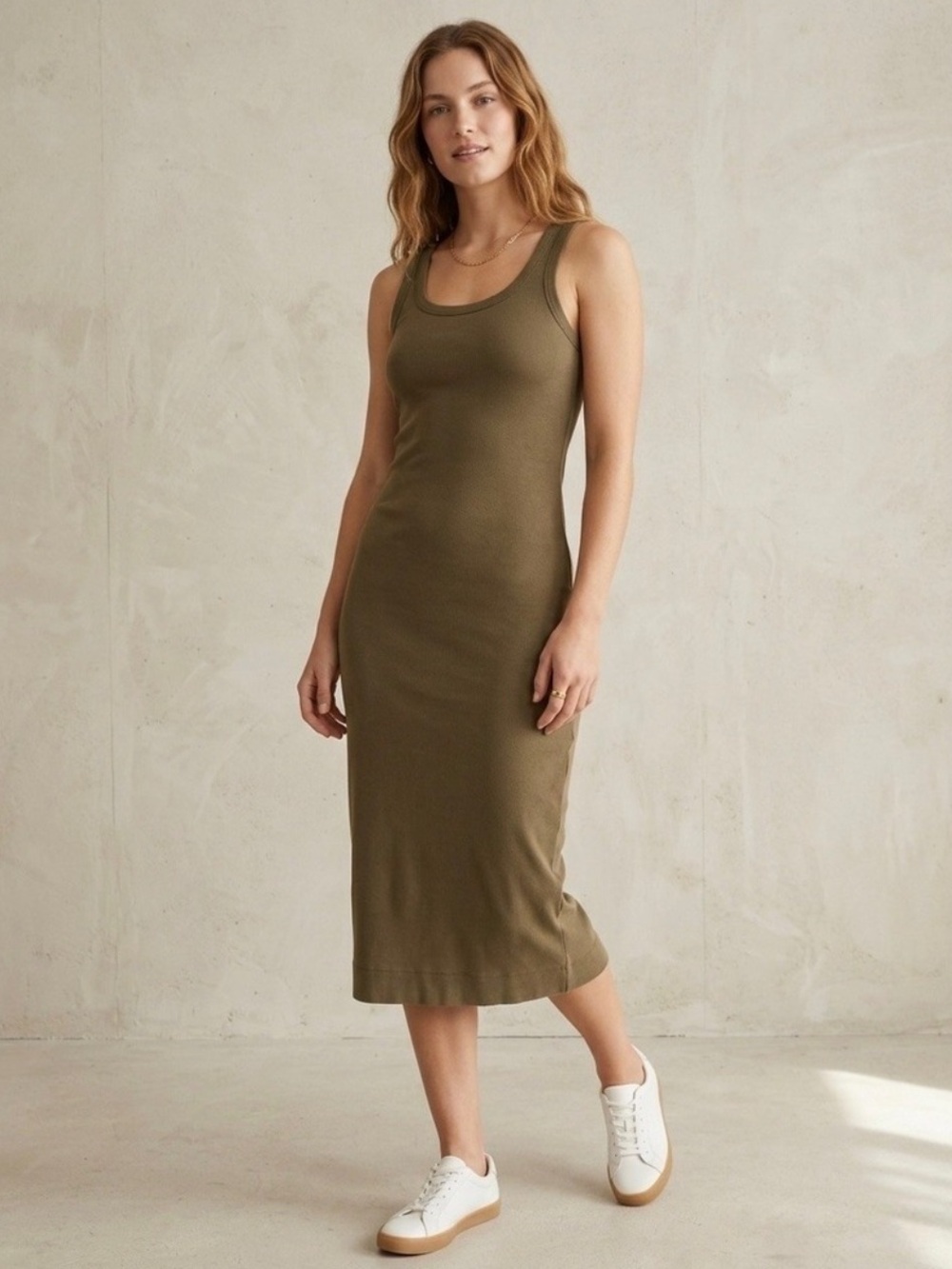 EVERLANE Organic Cotton Ribbed Tank Dress size L